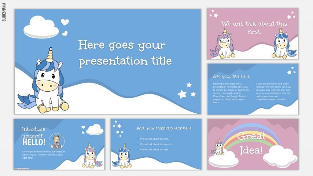 Mateo Free Cute Template With Unicorns For Google Slides Or Powerpoint Slidesmania