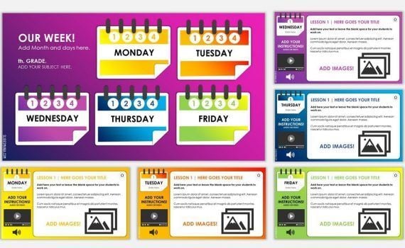 Weekly Planner for Online Lessons based on Google Slides or PowerPoint.