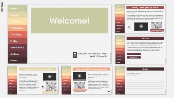 Weekly Planner in Rainbow Colors for Google Slides or PowerPoint by Pam ...