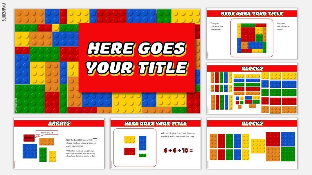 LegoMania a Google Slides template for Math Lessons inspired by Lego