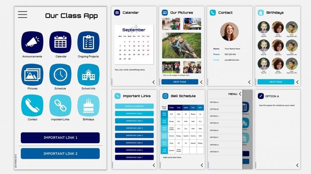 Free School Phone App template Your Class Hub in Google Slides