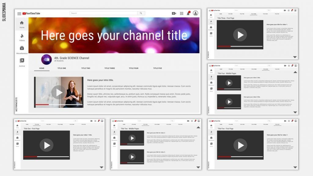 Class YouTube Channel Free Template for Google Slides or PowerPoint