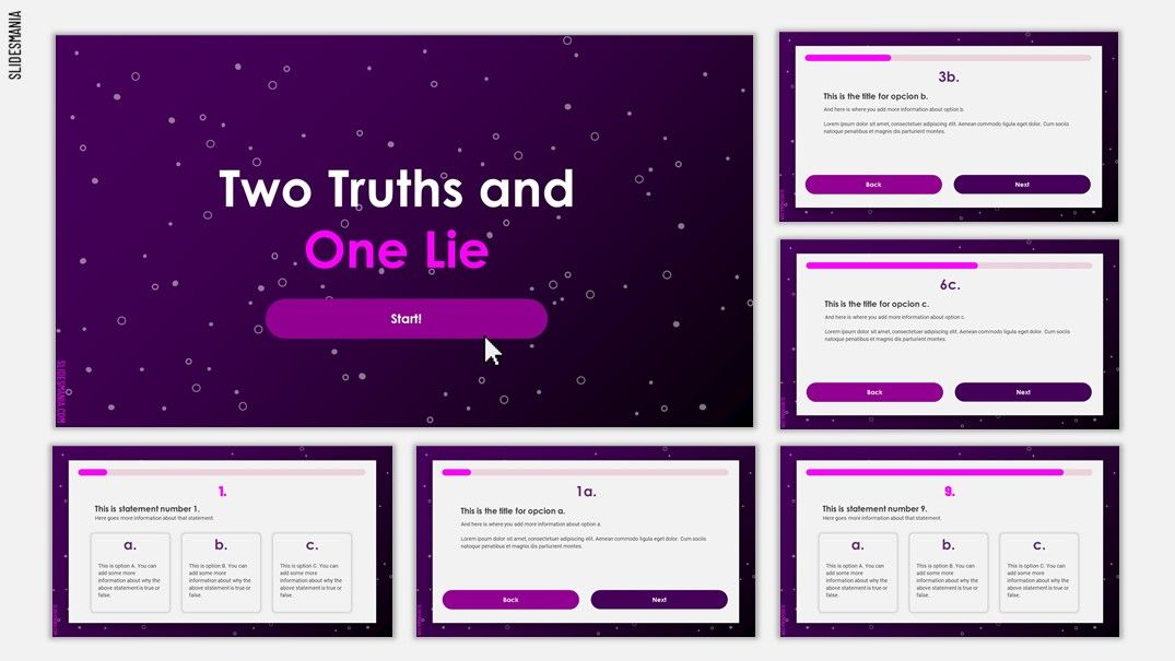 Two Truths and One Lie, interactive slides template. - SlidesMania