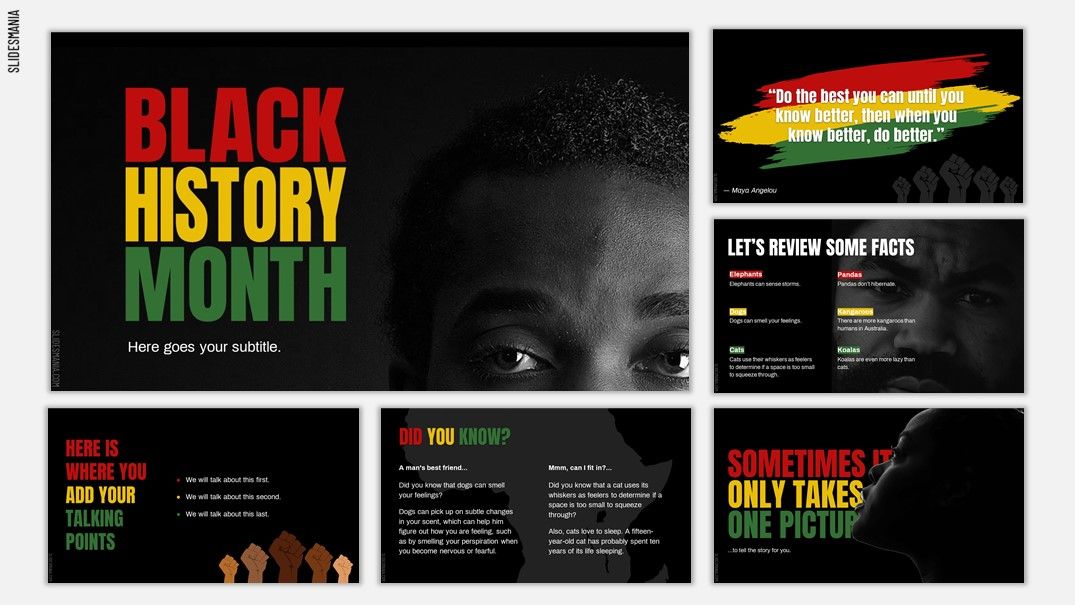 Black History Month slides presentation theme. SlidesMania