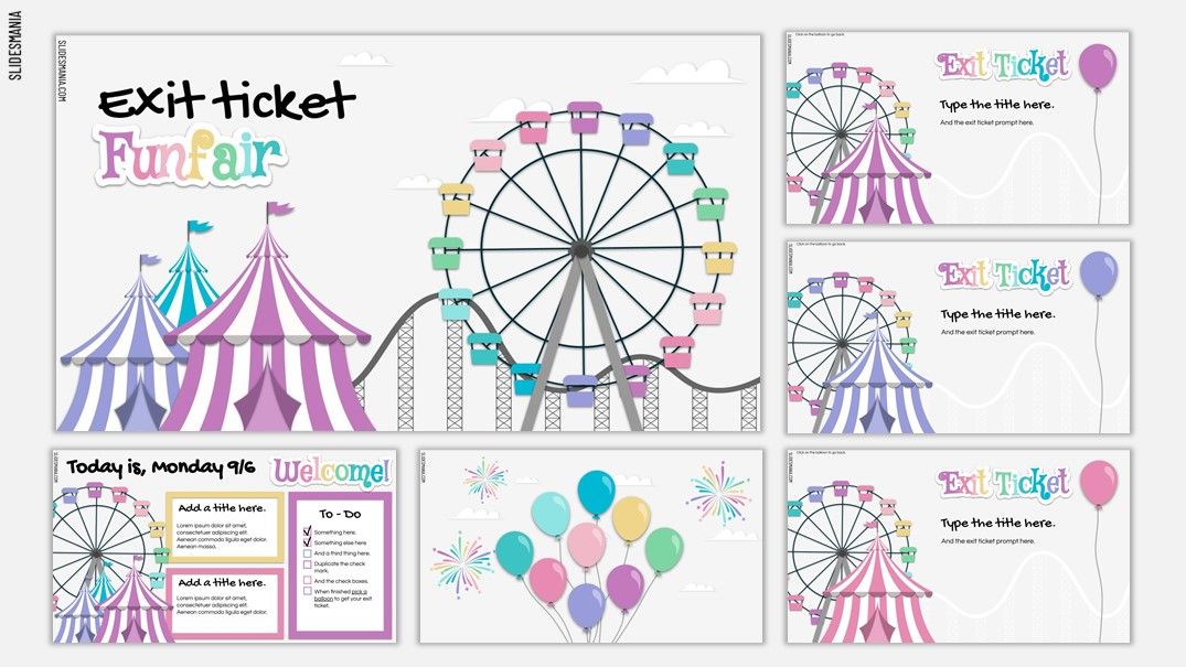 Exit ticket funfair Free PowerPoint template & Google Slides theme