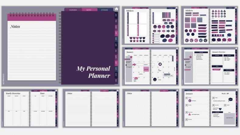 Undated personal planner  Free PowerPoint template & Google