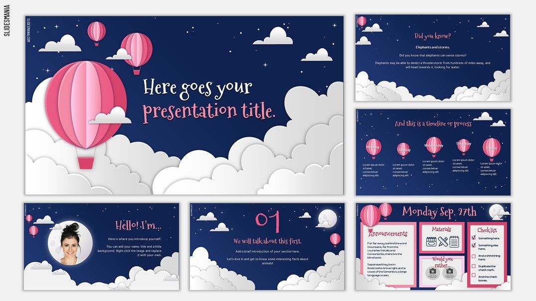 Animated hot air balloons | Premium Free PowerPoint template & Google  Slides theme