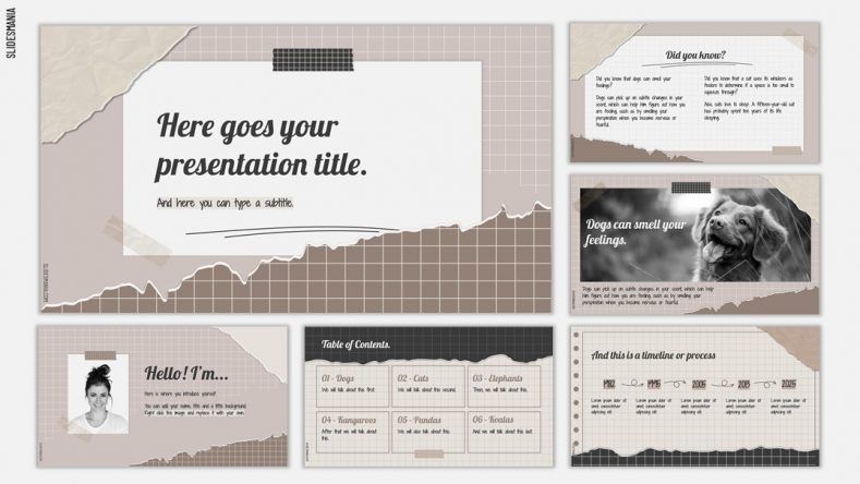 Scrap Paper Notes  Free PowerPoint template & Google Slides theme