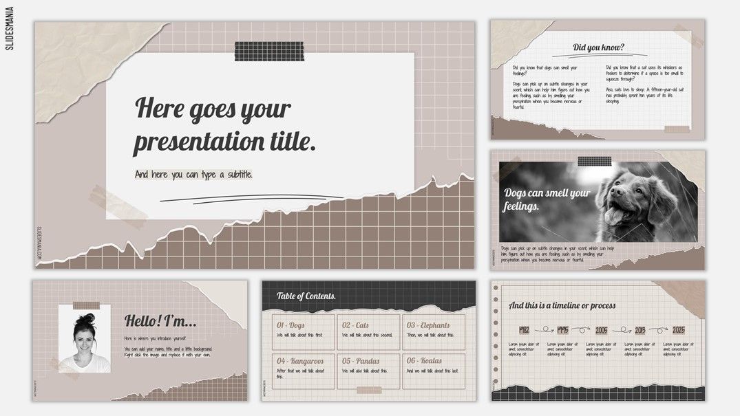 Scrap Paper Notes Free PowerPoint template Google Slides theme