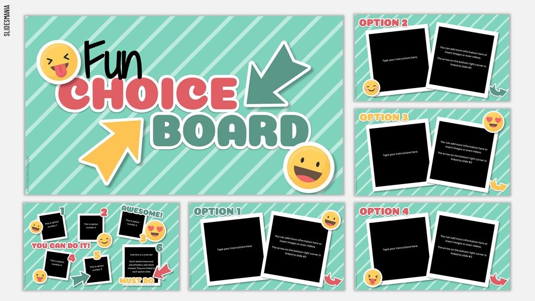 Fun Choice Board Free PowerPoint template Google Slides theme