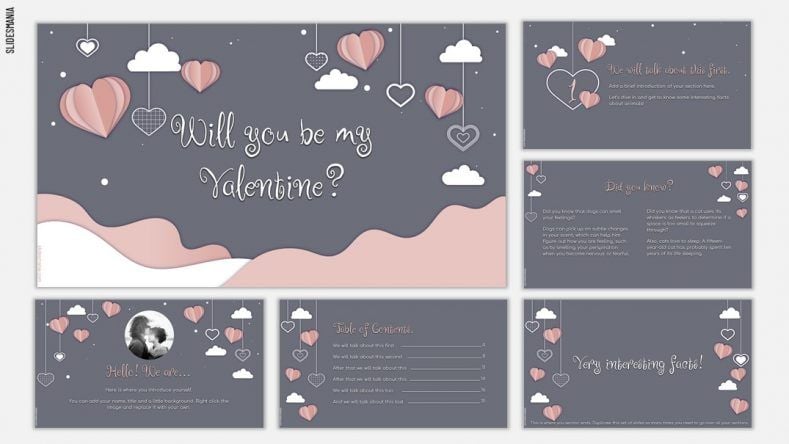 Trang trí Valentine không bao giờ đơn giản tới thế! Với Valentine\'s Day PowerPoint template, bạn có thể tạo ra những bài thuyết trình đẹp mắt hơn với hình ảnh và màu sắc đầy tình yêu. Hãy cùng ngắm nhìn và khám phá nhé!