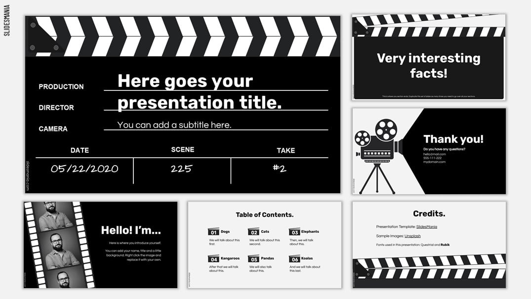 Film slate | Free PowerPoint template & Google Slides theme