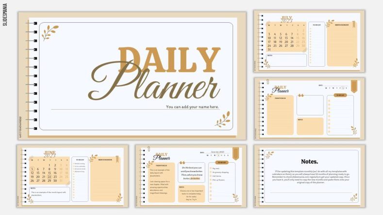 Daily and Monthly planner  Free PowerPoint template & Google