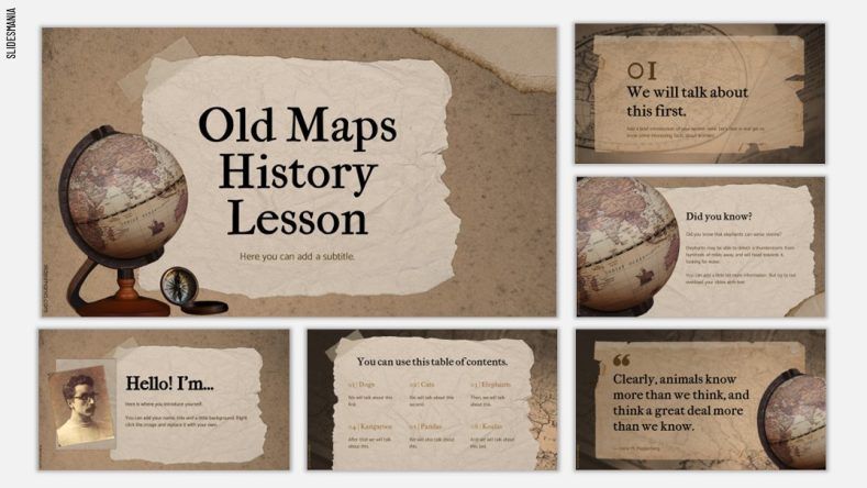 Old Maps History Template | Free PowerPoint template & Google Slides theme