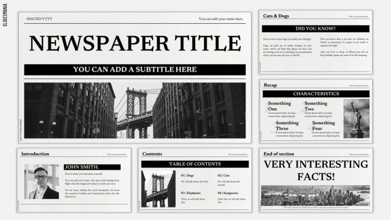 Newspaper template Free PowerPoint template Google Slides theme