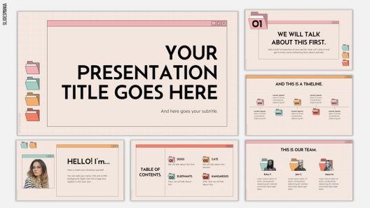 Interface with file folders | Free PowerPoint template & Google Slides ...